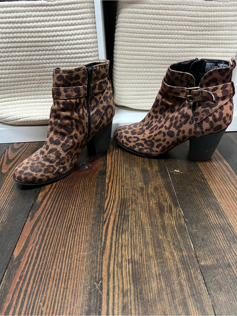 Leopard Print Ankle Boots - Brown